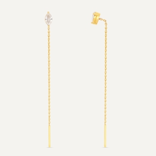 BOUCLES D'OREILLES PENDANTE / 1 MARQUISE, 1 POIRE Or Jaune