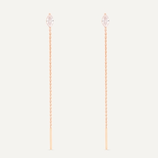 BOUCLES D'OREILLES PENDANTE / 1 MARQUISE, 1 POIRE Or Rose